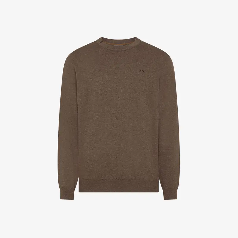 Maglia Girocollo in Cotone e Lana / Marrone