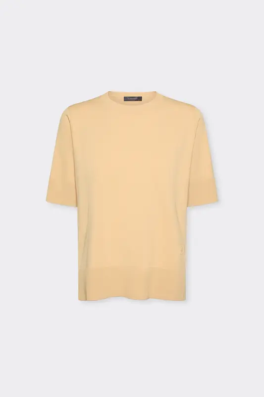 Maglia Girocollo in Maniche Corte / Beige