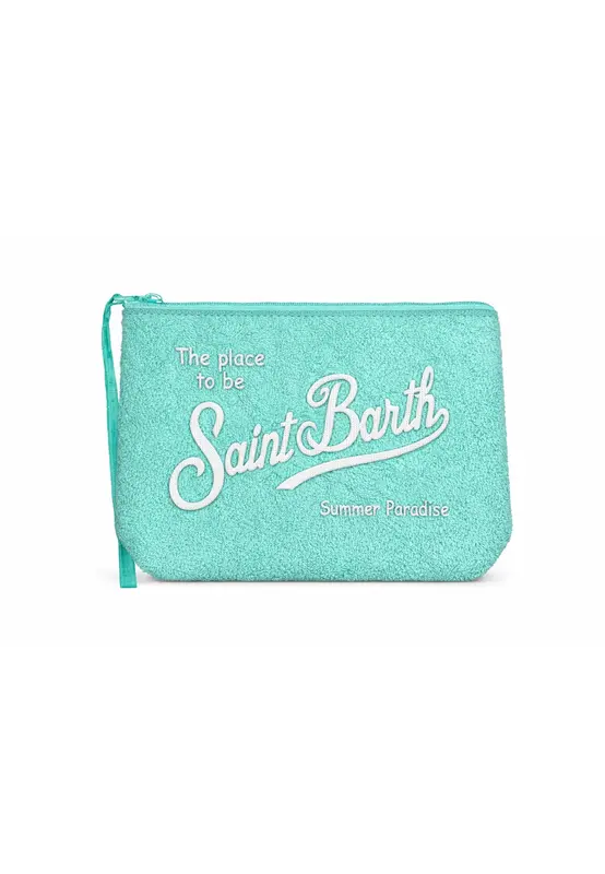 Mc2 saint barth Borsa Aline Spugna Verde Logo in Rilievo A Contrasto Beige