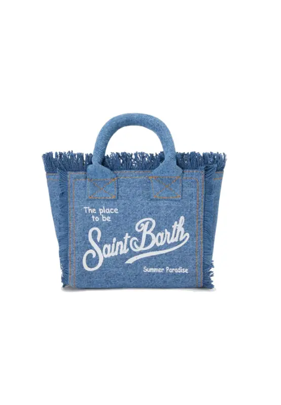 Mc2 saint barth Borsa Vanity Mini Denim Logo Bianco