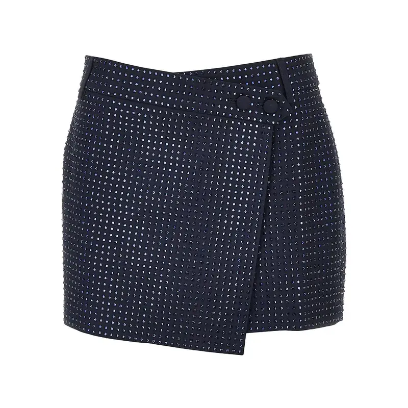 Mini gonna in gabardine con strass