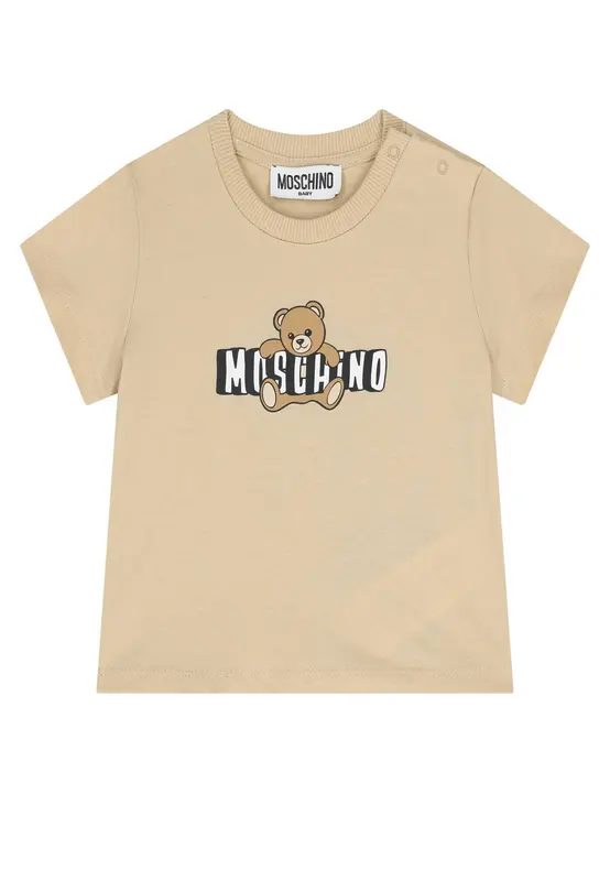 Moschino T-shirt Crema con Logo Teddy Bear