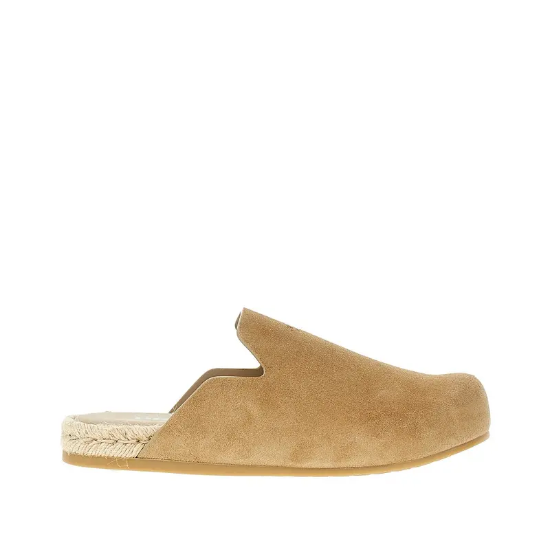 Mules in pelle scamosciata con base in corda