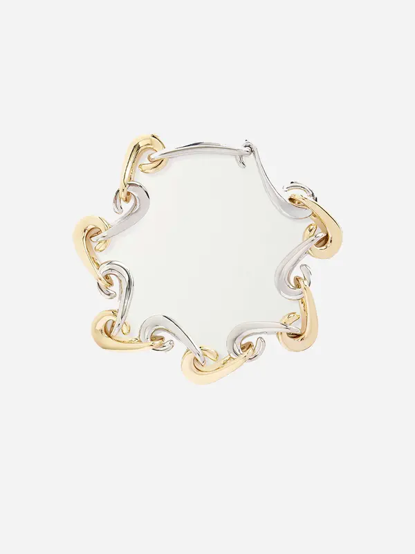 "New organic necklace with alternating gold and silver links"