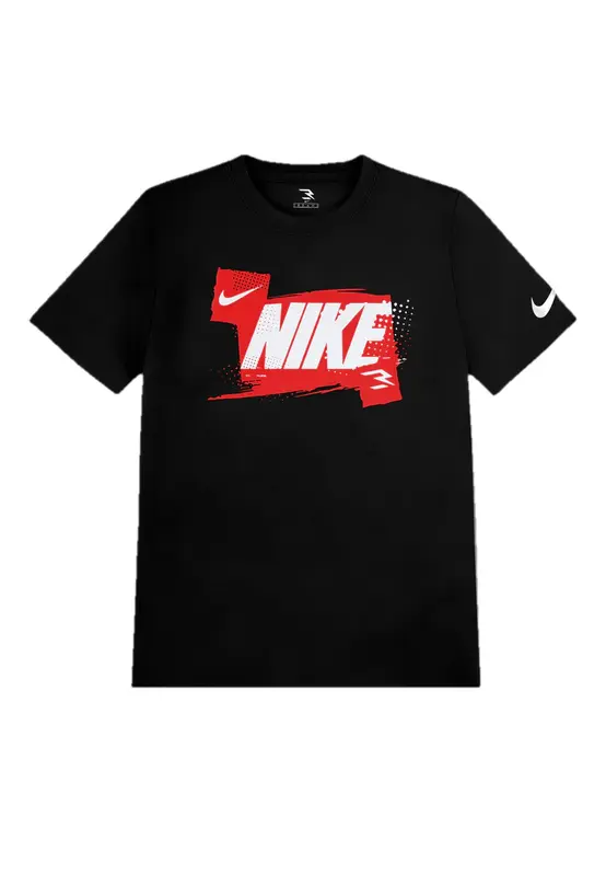 Nike T-shirt Girocollo Nera con Stampa da Ragazzo
