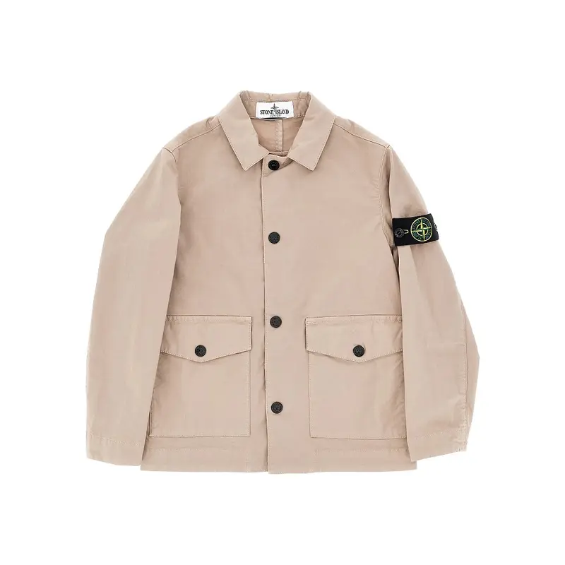 Overshirt in cotone stretch con badge logo