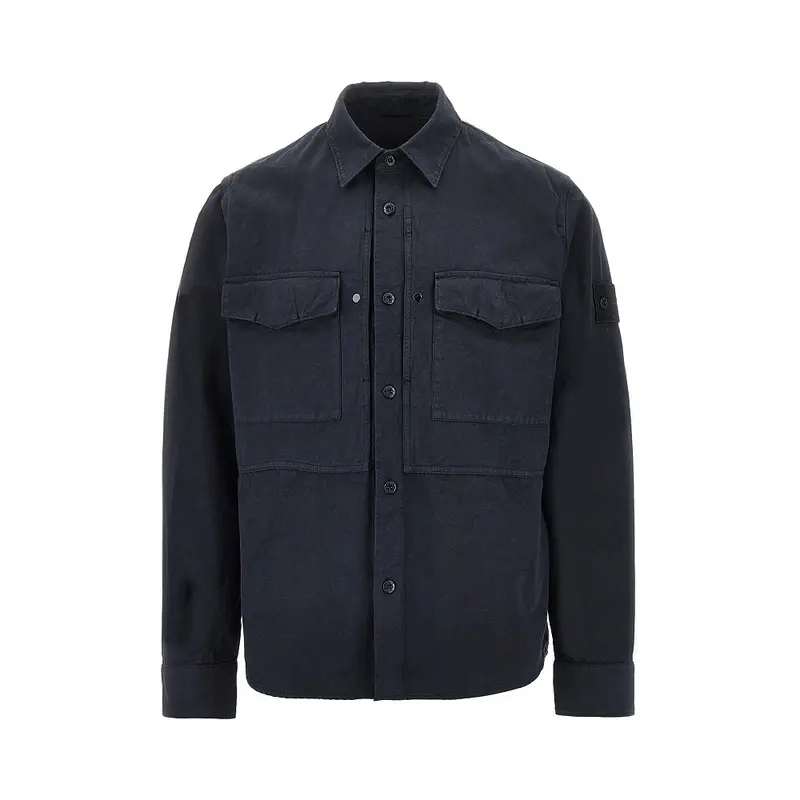 Overshirt in tela di cotone e lino