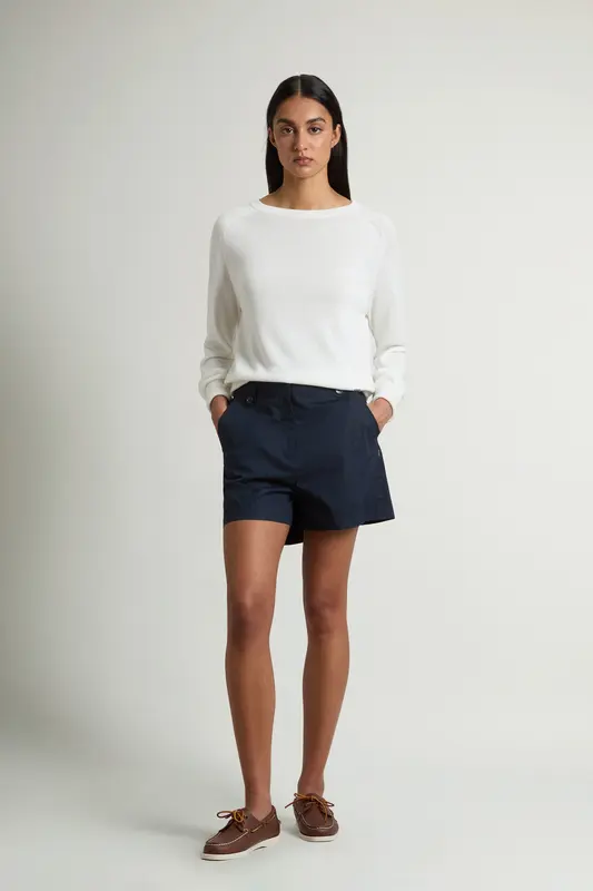 Pantaloncino in Popeline di Puro Cotone / Blu