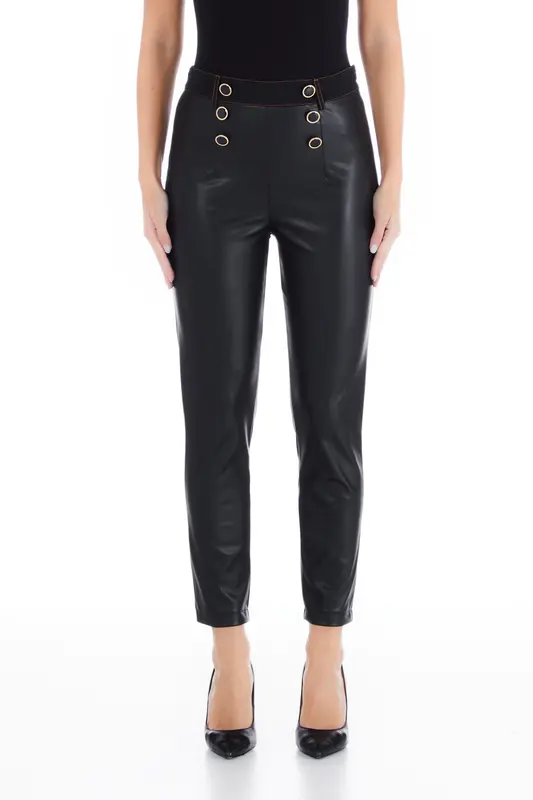 Pantalone Effetto Pelle / Nero