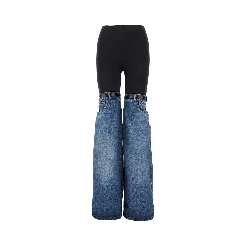 Pantalone Hybrid in denim e jersey
