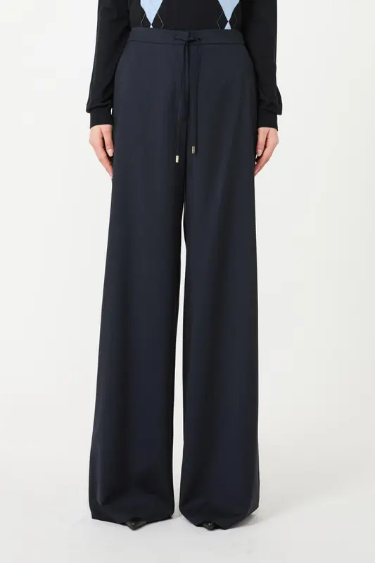 Pantalone in Tela di Lana Stretch / Blu