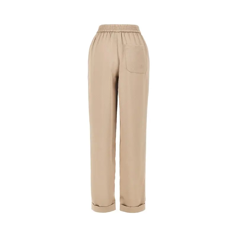 Pantalone in twill crepe con vita elastica