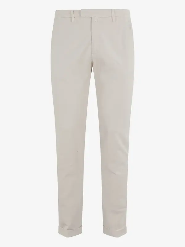 Pantalone Regular in Cotone con Risvolto / Beige