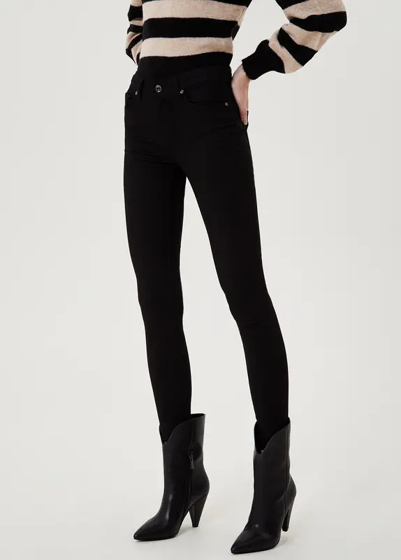 Pantalone skinny a vita alta / Nero