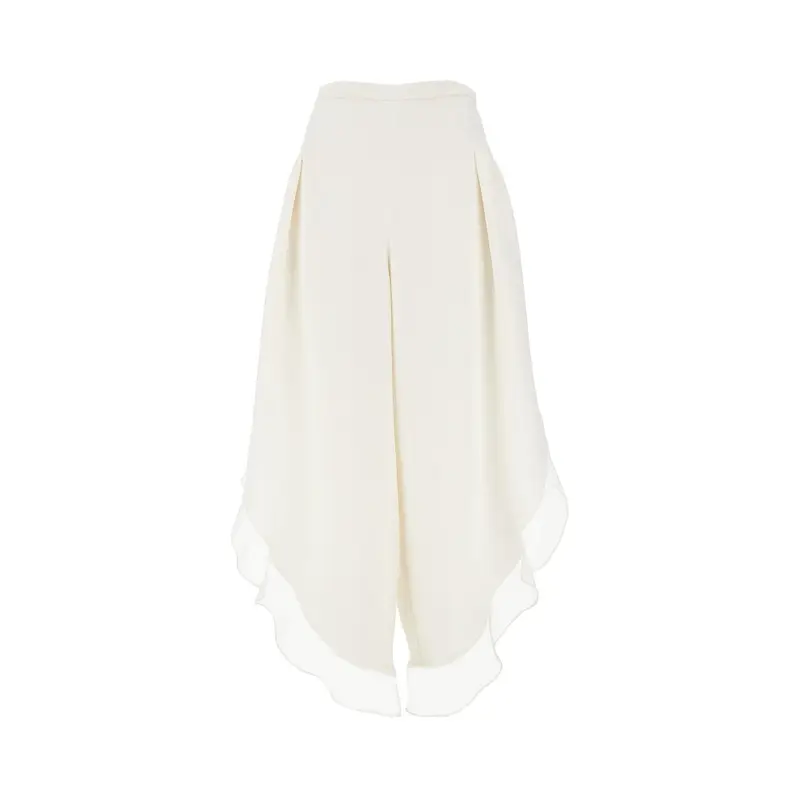 Pantaloni ampi in seta con volant