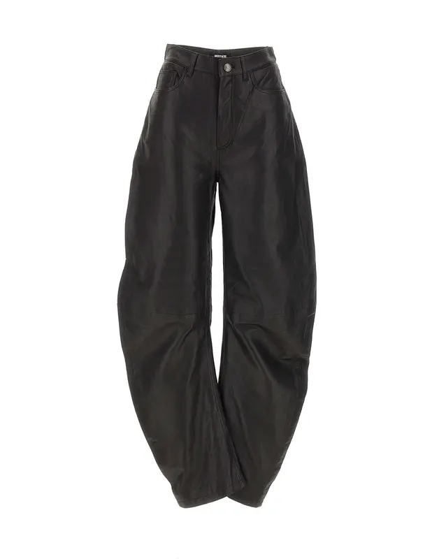Pantaloni barrel in pelle