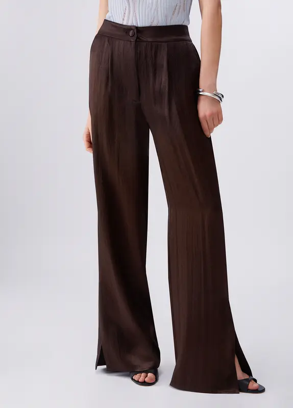 Pantaloni in Raso con Spacchetti / Marrone