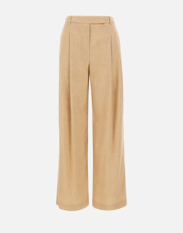 Pantaloni palazzo in misto lino e lana