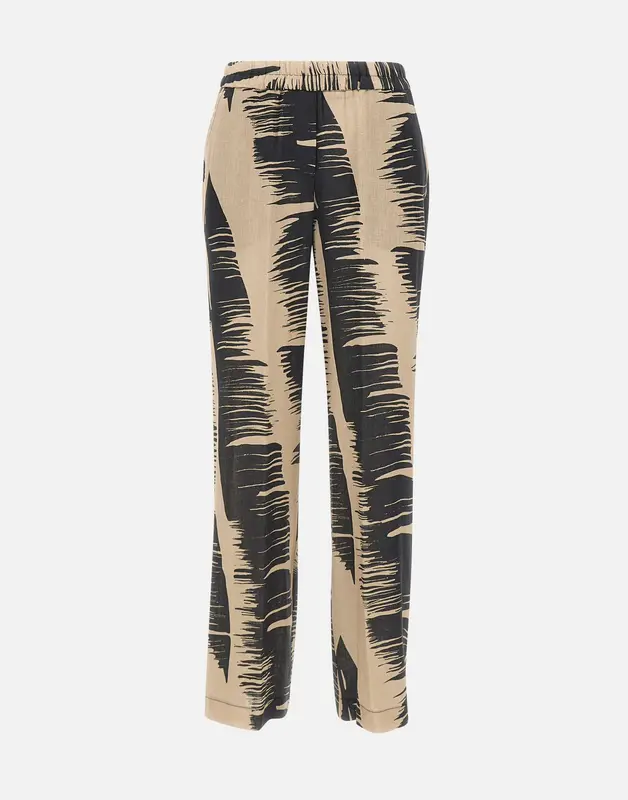 Pantaloni stampati in misto lino