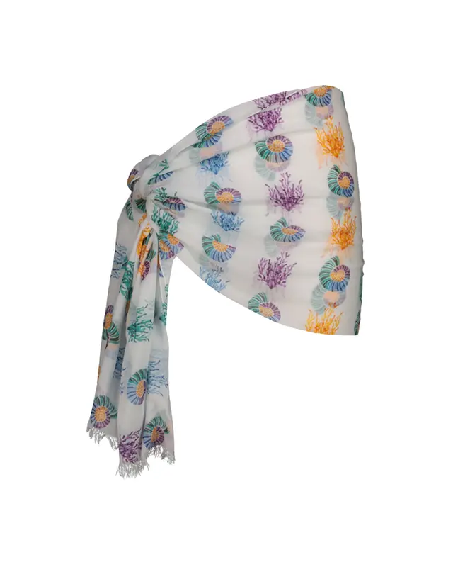 Pareo cotone conchiglie bianche