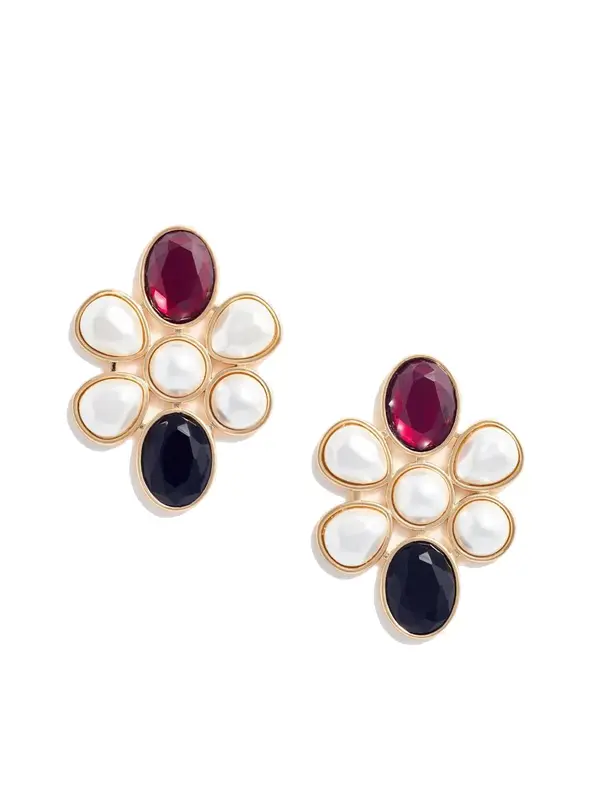 "Pearl Crystal Cluster Earrings"