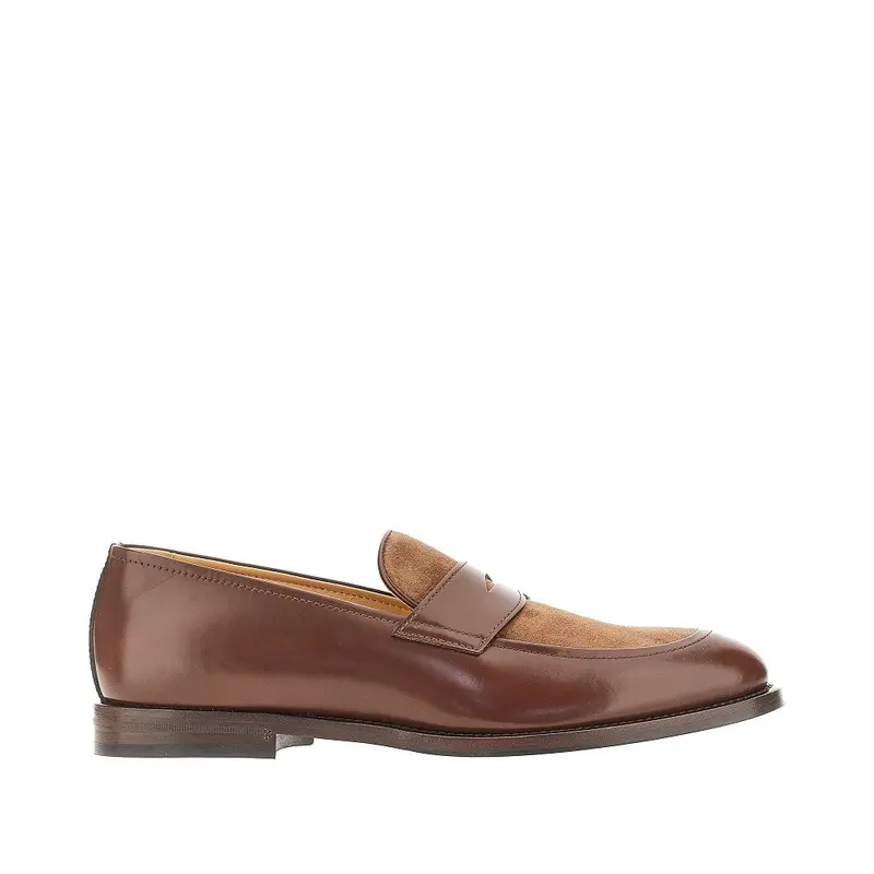 Penny Loafers in pelle liscia e scamosciata