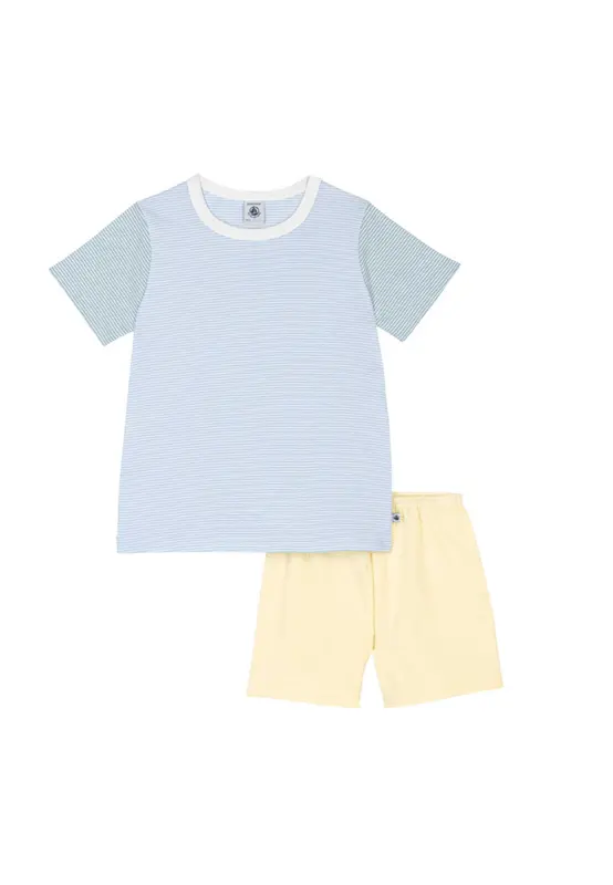 Petit bateau Pigiama Corto in Cotone A Righe Bambino Proveniente da Agricoltura Biologica