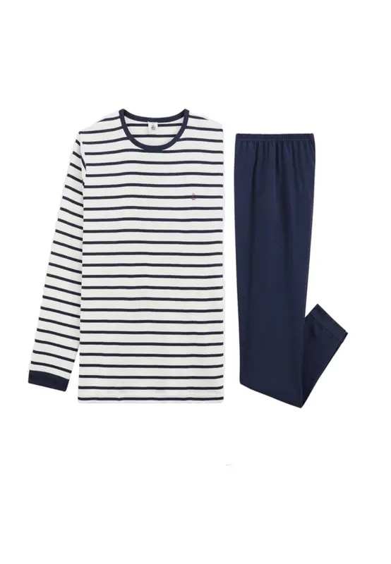 Petit bateau Pigiama Marinière Bambino in Cotone Prodotto Certificato Che Garantisce Il Rispetto della Pelle.