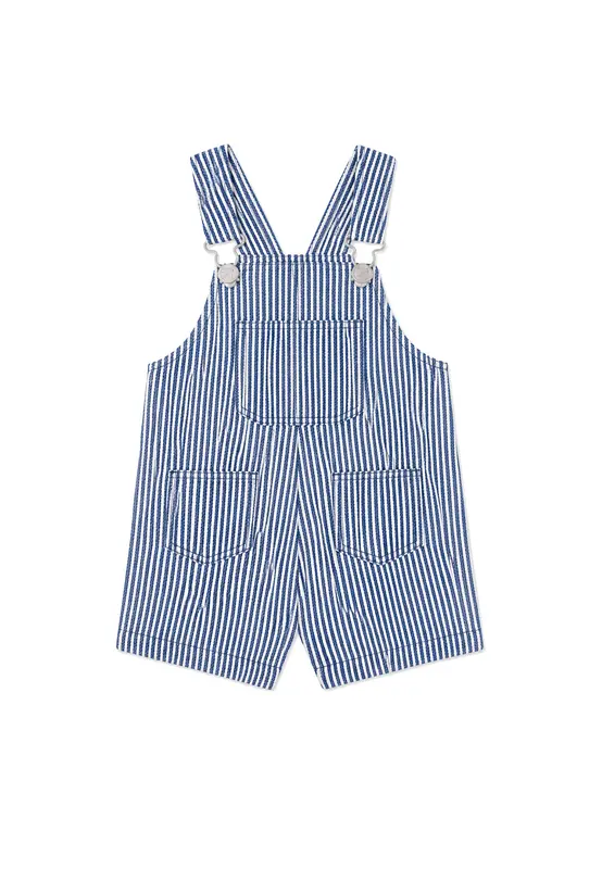 Petit bateau Salopette Corta in Serge Bebèa Righe Neonato Cotone Proveniente da Agricoltura Biologica, A Garanzia di Una Coltura Più Rispettosa del Terreno e Senza Ogm.