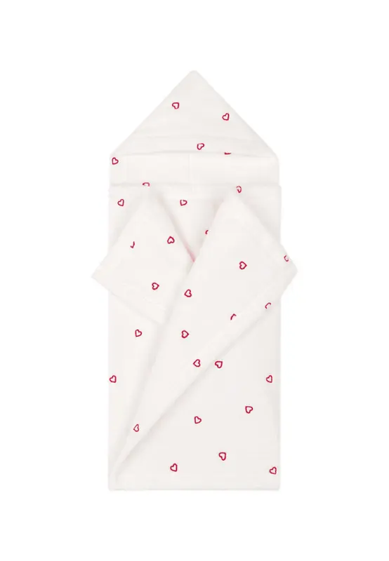 Petit bateau Telo da Bagno Mantellina in Spugna con Cuori Ricamati Neonato