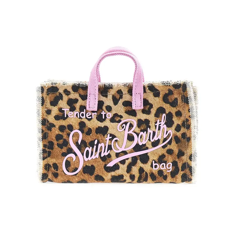 Phone bag in canvas con motivo leopardato