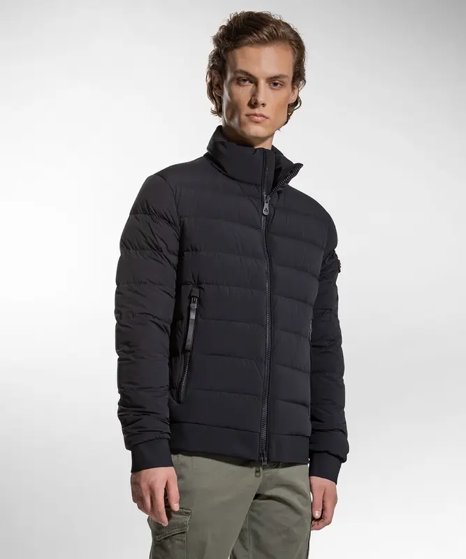 Piumino in Nylon e Jersey/ Nero