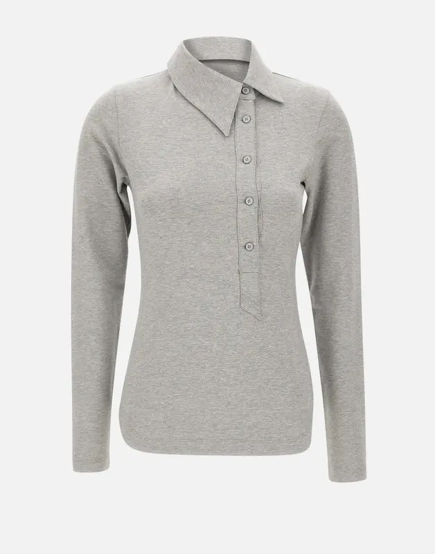 Polo asimmetrica grigio melange