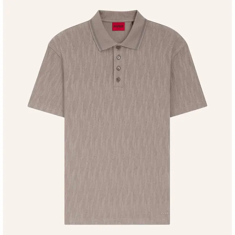 Polo con Tramatura in Cotone / Beige