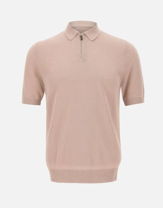 Polo in cotone con mezza zip