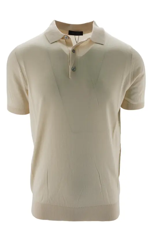 Polo in Cotone e Seta / Beige