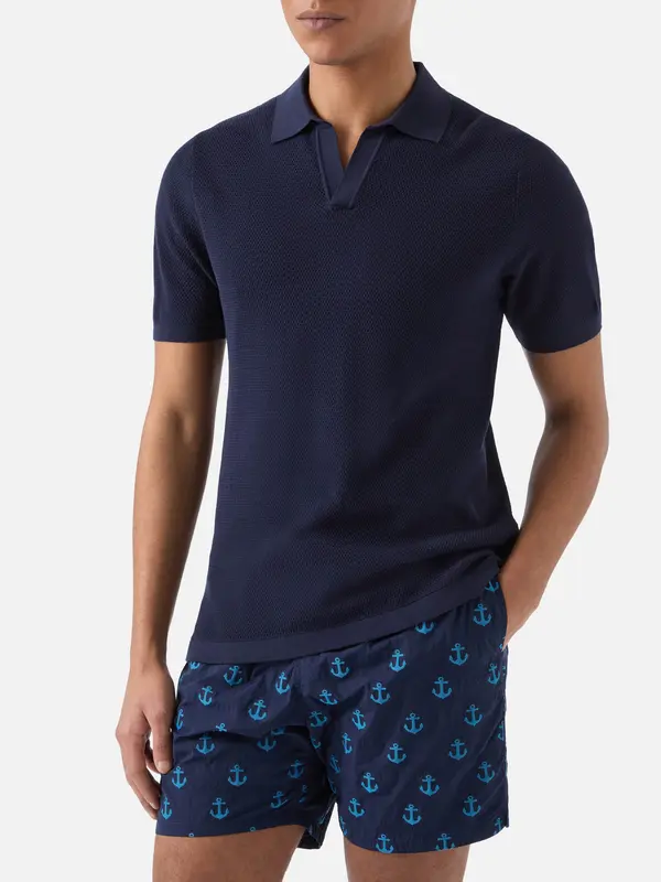 Polo Sloan in Cotone Pregiato / Blu