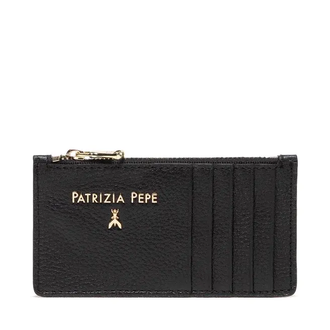 Portacarte in Pelle con Logo / Nero