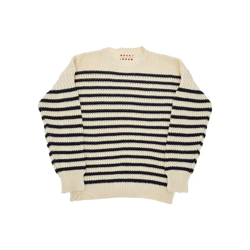 Pullover a righe con effetto sdrucito