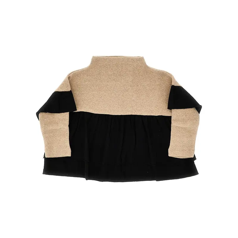 Pullover con volant a contrasto