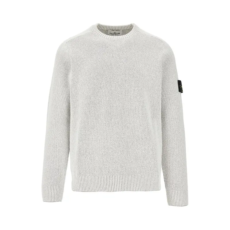 Pullover girocollo in maglia bouclé a costine