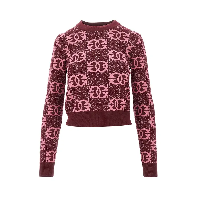 Pullover girocollo in misto viscosa jacquard