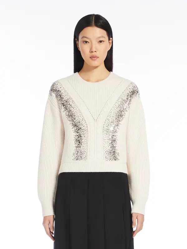 Pullover in Lana a Coste / Bianco