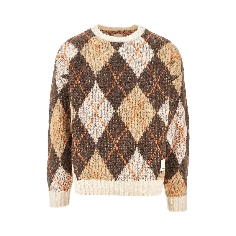 Pullover in misto alpaca jacquard a rombi