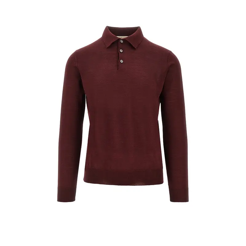 Pullover polo in lana e seta