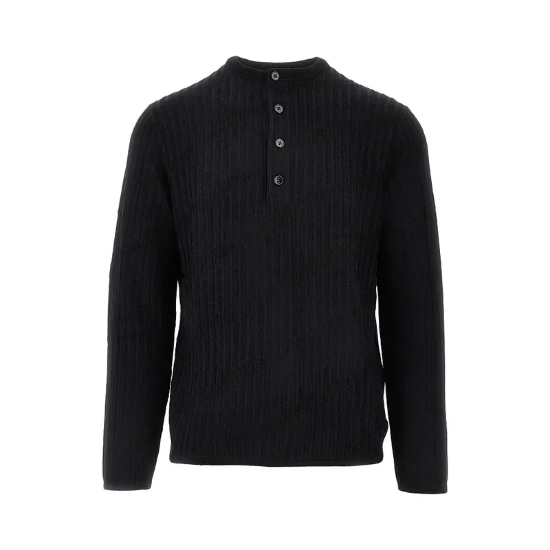Pullover serafino in misto lana jacquard