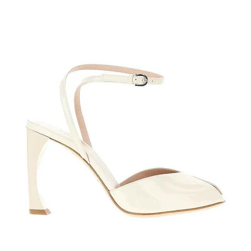 Sandali open-toe in pelle verniciata