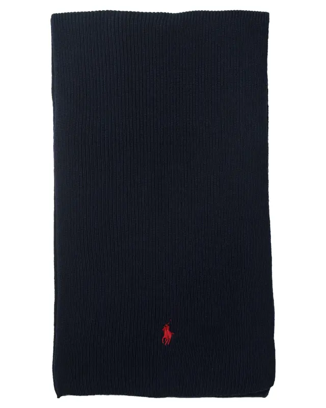 Sciarpa lana blu navy con cavallino