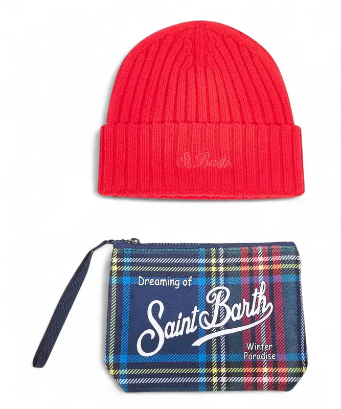 Set Pochette e Berretto con Scatolo / Rosso
