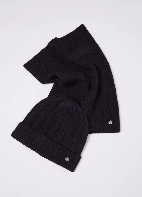 Set Scaldacollo e Cappello in Maglia / Nero